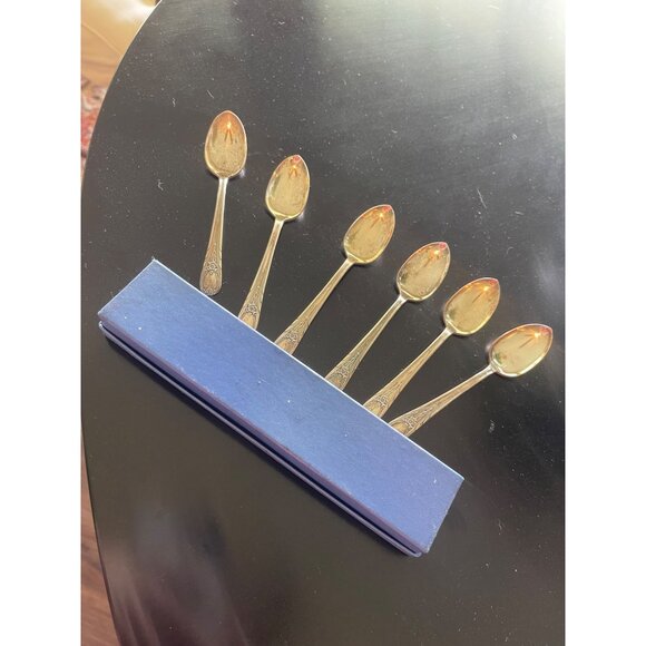 Newport Silver Plated Demi-Tasse Spoon Set Vintage Monogram Area - Picture 9 of 10